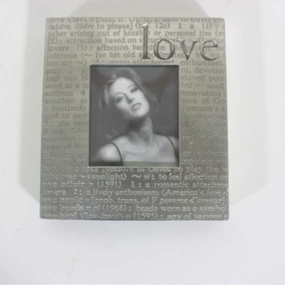 Small Vintage Square LOVE Pewter Picture Frame 3” x 2” Seagull Canada, Easel - Picture 4 of 7